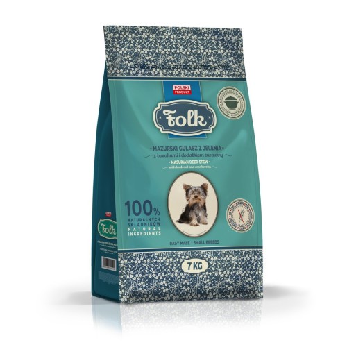 FOLK Small breeds Traditional masurian venison stew with beets and cranberries - dry dog food - 7kg FOLK Small breeds Traditional masurian venison stew with beets and cranberries - dry dog food - 7kg