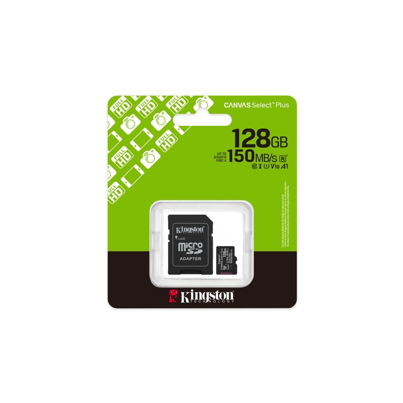 Kingston Technology 128GB microSDXC Canvas Select Plus Gen3 150MB/s A1 Card + Adapter Kingston Technology 128GB microSDXC Canvas Select Plus Gen3 150MB/s A1 Card + Adapter