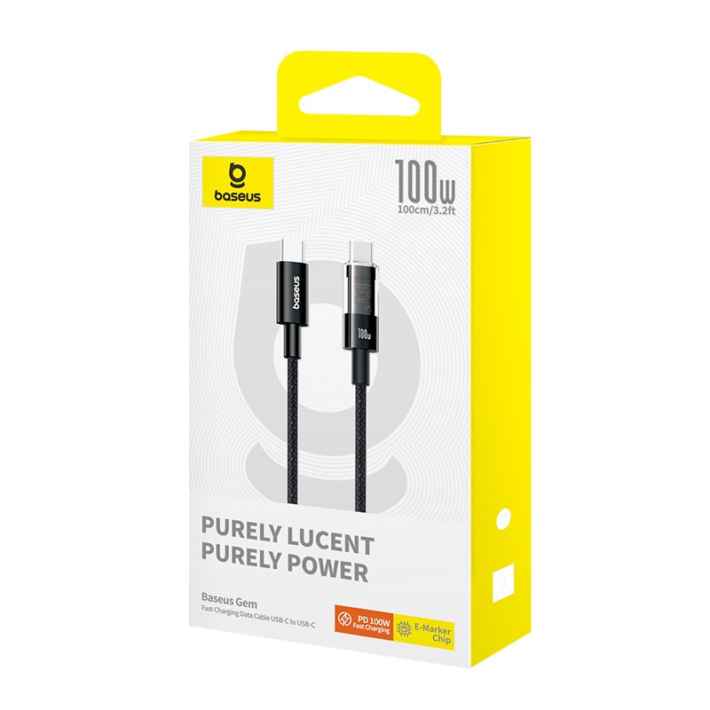 Baseus Gem USB C to USB C fast charging cable 1 m 100 W Black Baseus Gem USB C to USB C fast charging cable 1 m 100 W Black