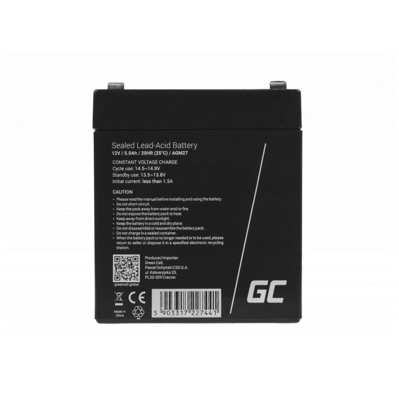 Green Cell AGM27 UPS battery Sealed Lead Acid (VRLA) 12 V 5 Ah Green Cell AGM27 UPS battery Sealed Lead Acid (VRLA) 12 V 5 Ah