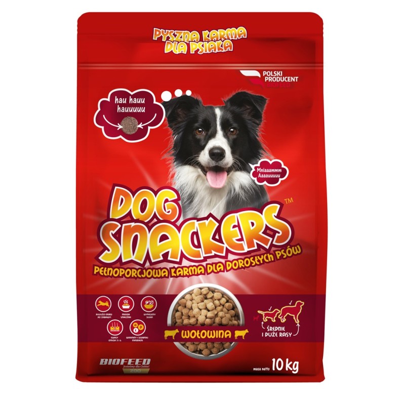 BIOFEED Dog Snackers Adult medium & large Beef - dry dog food - 10kg