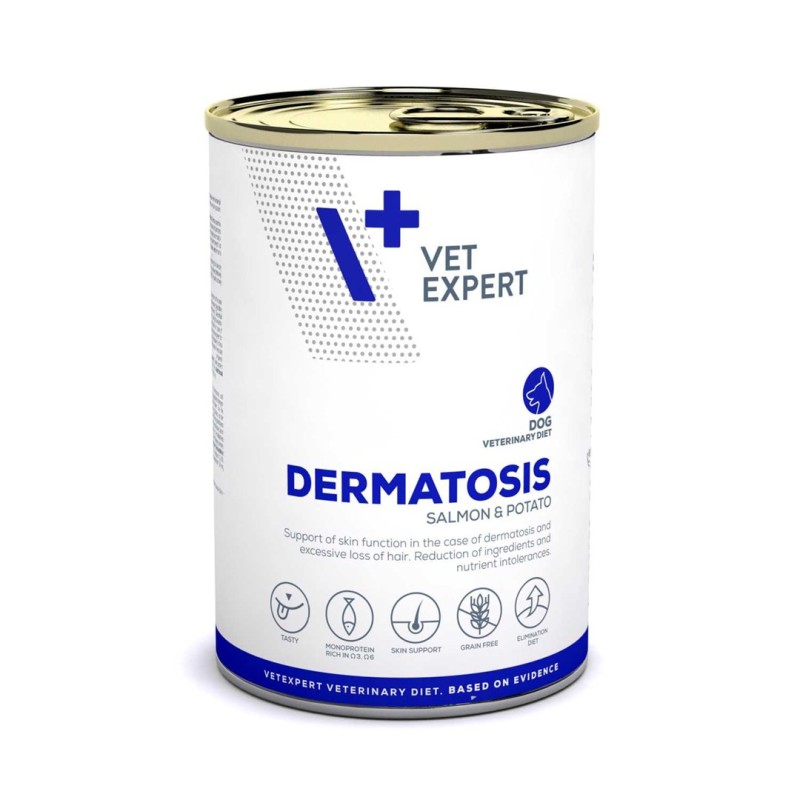 VET EXPERT Veterinary Diet Dermatosis Dog Salmon & Potato - wet food for dogs - 400g VET EXPERT Veterinary Diet Dermatosis Dog Salmon & Potato - wet food for dogs - 400g