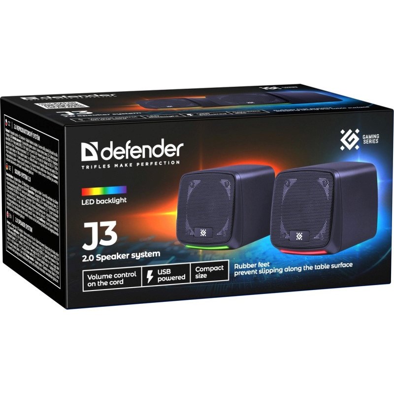 PC Speakers 2.0 DEFENDER J3 2.0 6W LED USB black PC Speakers 2.0 DEFENDER J3 2.0 6W LED USB black
