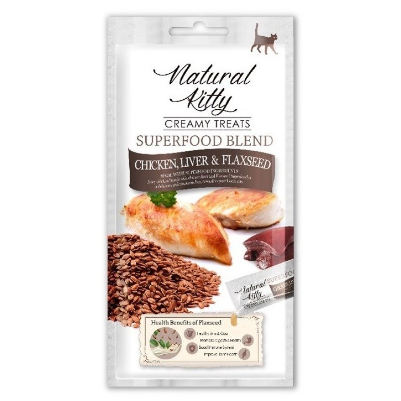 NATURAL KITTY Superfood Blend Chicken with liver - cat treats -  4 x 12g