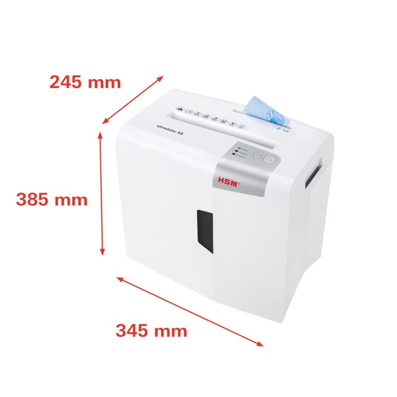 HSM shredstar X8 document shredder, 4.5 x 30 mm + separate CD-cutting mechanism HSM shredstar X8 document shredder, 4.5 x 30 mm + separate CD-cutting mechanism