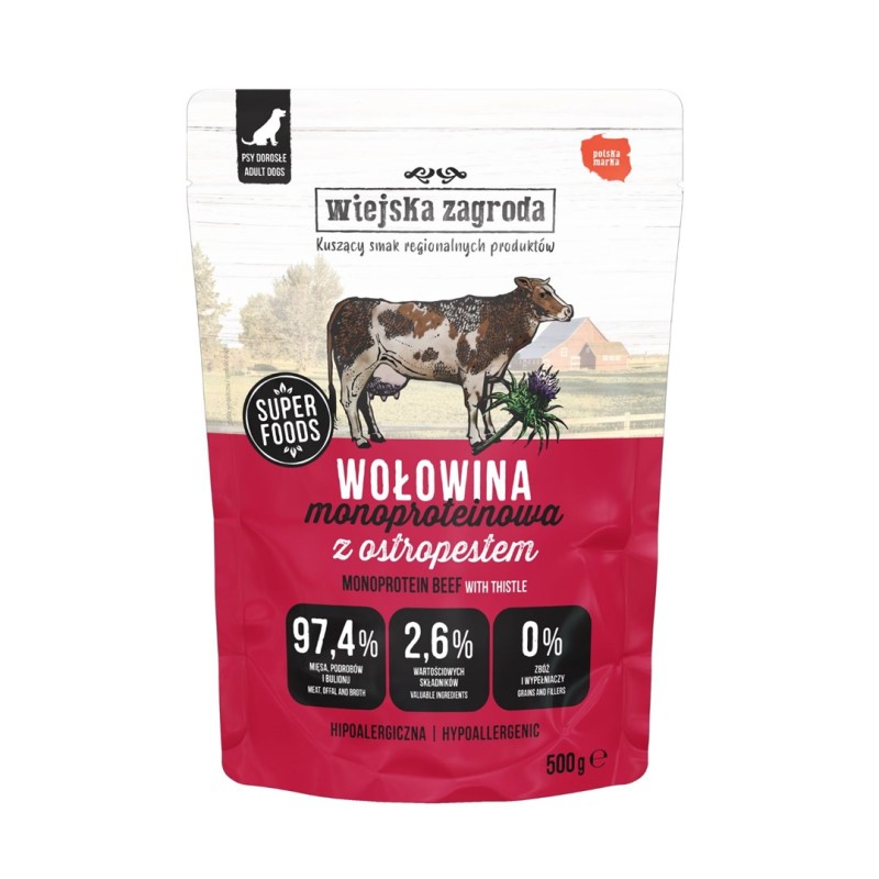 WIEJSKA ZAGRODA Monoprotein Beef - wet dog food - 500g WIEJSKA ZAGRODA Monoprotein Beef - wet dog food - 500g