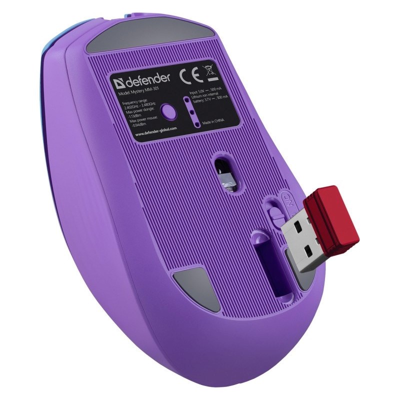 MOUSE DEFENDER MYSTERY MM-301 RF+BT PURPLE 1600dpi 6P MOUSE DEFENDER MYSTERY MM-301 RF+BT PURPLE 1600dpi 6P