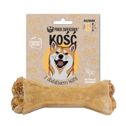 PAKA ZWIERZAKA Bone with goat L 13,5 cm - dog treat - 70g PAKA ZWIERZAKA Bone with goat L 13,5 cm - dog treat - 70g
