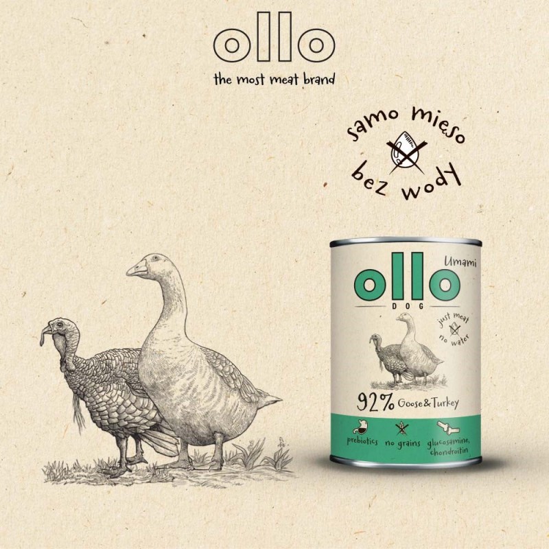 OLLO Umami Goose and turkey - wet dog food - 850g