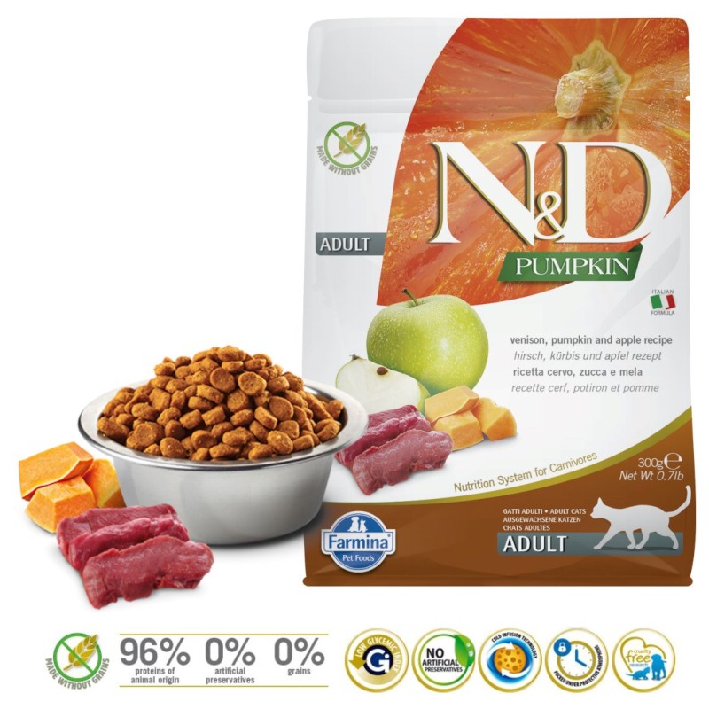 FARMINA N&D Pumpkin Cat Venison and Apple Adult - dry cat food - 300 g FARMINA N&D Pumpkin Cat Venison and Apple Adult - dry cat food - 300 g