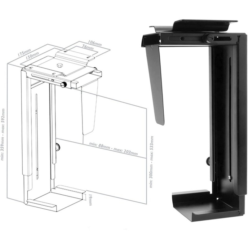 Techly ICA-CS 66 CPU holder Under desk CPU holder Black Techly ICA-CS 66 CPU holder Under desk CPU holder Black