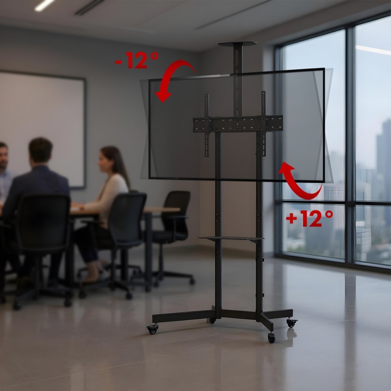 Maclean TV stand / cart, camera shelf, on wheels, 37-70