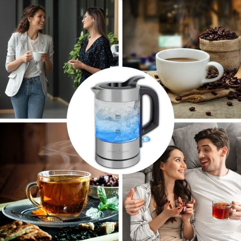 ProfiCook PC-WKS 1228 G electric kettle 0.5 L 1100 W Stainless steel, Transparent ProfiCook PC-WKS 1228 G electric kettle 0.5 L 1100 W Stainless steel, Transparent