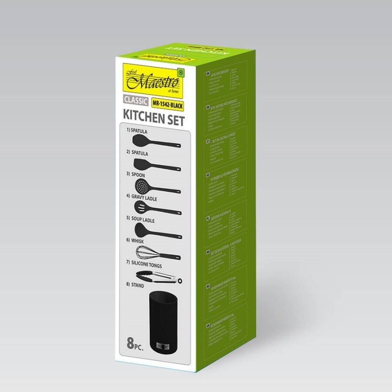 Kitchen utensils MAESTRO MR-1542-BLACK 8 elements Black