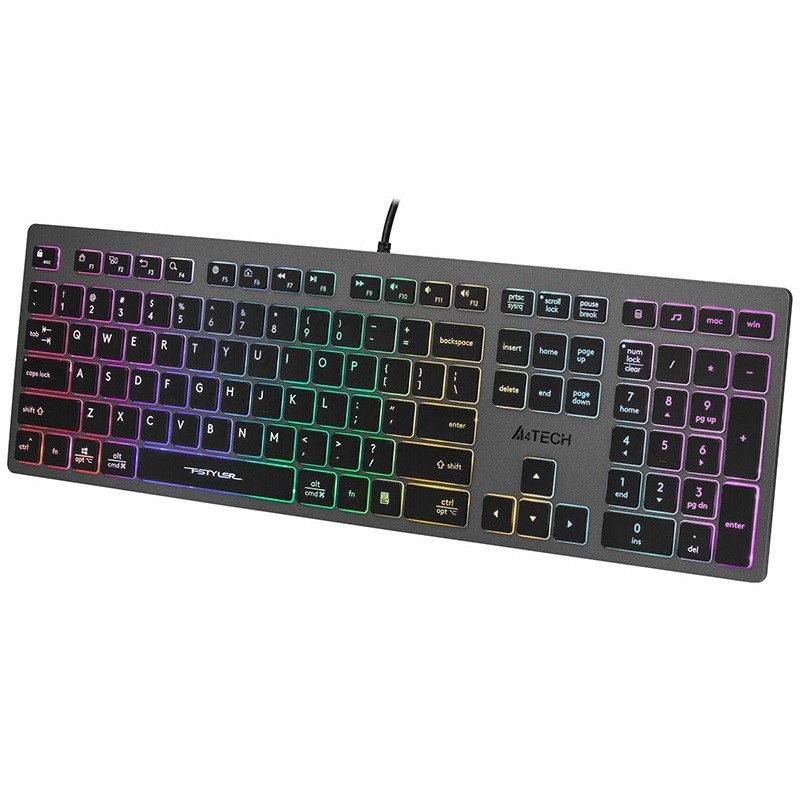 A4Tech FSTYLER FX60H (Neon Backlit) keyboard USB QWERTY Black, Grey A4Tech FSTYLER FX60H (Neon Backlit) keyboard USB QWERTY Black, Grey