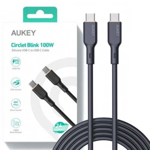 AUKEY CB-SCC101 USB-C Type-C Power Delivery PD 100W 5A 1m Silikon Black