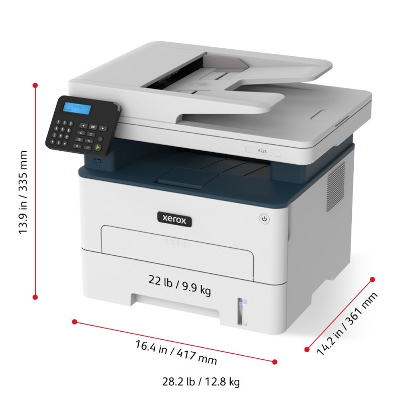 Xerox B225 A4 34ppm Wireless Duplex Copy/Print/Scan PS3 PCL5e/6 ADF 2 Trays Total 251 Sheets Xerox B225 A4 34ppm Wireless Duplex Copy/Print/Scan PS3 PCL5e/6 ADF 2 Trays Total 251 Sheets