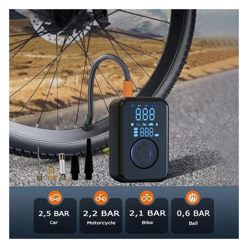 PATONA Electric tire inflator 10.3 bar / 150 PSI Powerbank and LED light Black