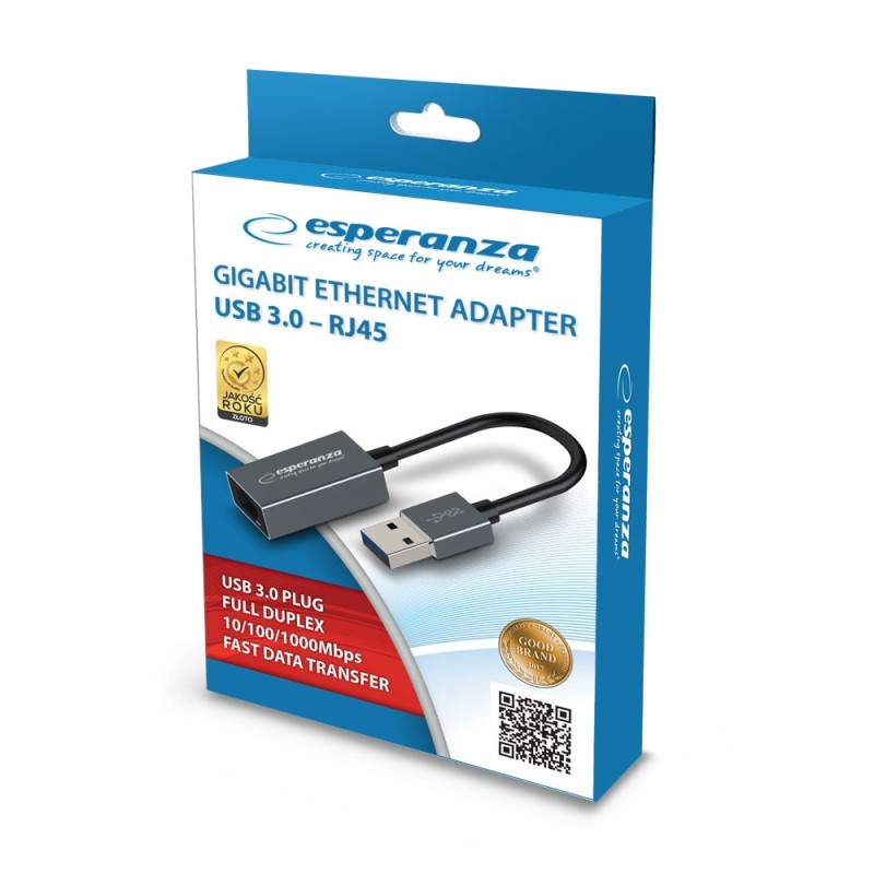 Esperanza ENA101 ETHERNET 1000 MBPS ADAPTER USB 3.0-RJ45 Esperanza ENA101 ETHERNET 1000 MBPS ADAPTER USB 3.0-RJ45