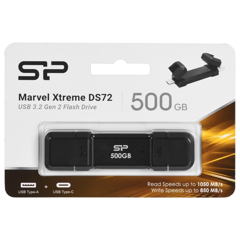 Silicon Power DS72 USB flash drive 500 GB USB Type-A / USB Type-C 3.2 Gen 2 (3.1 Gen 2) Black Silicon Power DS72 USB flash drive 500 GB USB Type-A / USB Type-C 3.2 Gen 2 (3.1 Gen 2) Black
