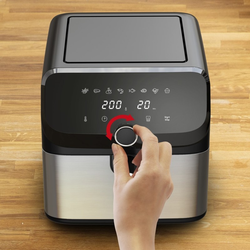 Tefal Easy Fry Mega EY855D10 fryer Single 7.5 L Stand-alone 2020 W Hot air fryer Black, Stainless steel Tefal Easy Fry Mega EY855D10 fryer Single 7.5 L Stand-alone 2020 W Hot air fryer Black, Stainless steel