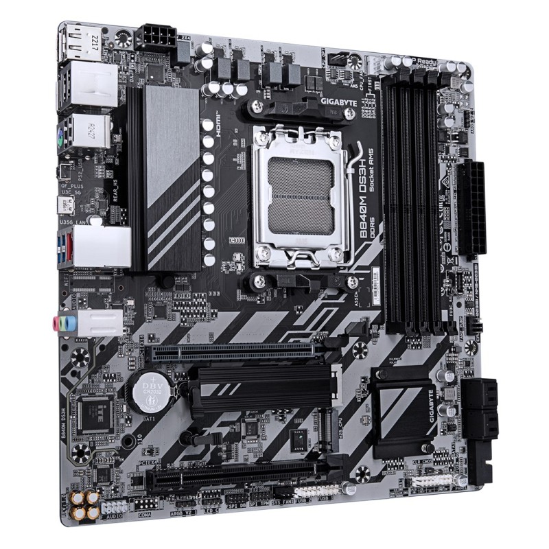 GIGABYTE B840M DS3H Motherboard - AMD Ryzen 9000 CPUs, 8+2+2 Phases VRM, up to 8200MHz DDR5, 2xPCIe 4.0 M.2, 2.5GbE LAN, USB 3.2 Gen 1 GIGABYTE B840M DS3H Motherboard - AMD Ryzen 9000 CPUs, 8+2+2 Phases VRM, up to 8200MHz DDR5, 2xPCIe 4.0 M.2, 2.5GbE LAN, USB 3.2 Gen 1