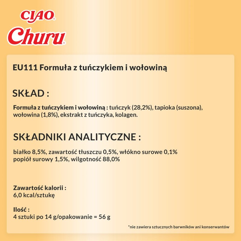 INABA Churu Chicken with Beef Recipe - cat treats - 4x14 g INABA Churu Chicken with Beef Recipe - cat treats - 4x14 g