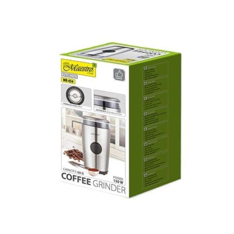Feel-Maestro MR-454 - stainless steel coffee grinder Coffee grinder with 150 W blades Feel-Maestro MR-454 - stainless steel coffee grinder Coffee grinder with 150 W blades