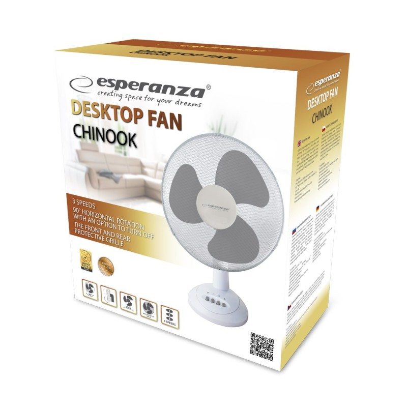 Esperanza EHF003WE, 12'' desk fan, White and Gray Esperanza EHF003WE, 12'' desk fan, White and Gray