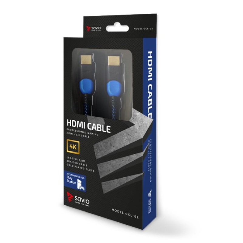 Savio GCL-02 HDMI cable 1.8 m HDMI Type A (Standard) Black,Blue Savio GCL-02 HDMI cable 1.8 m HDMI Type A (Standard) Black,Blue