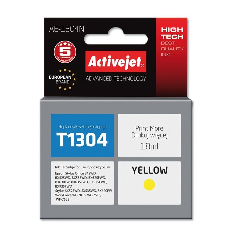 Activejet AE-1304N Ink (replacement for Epson T1304; Supreme; 18 ml; yellow)