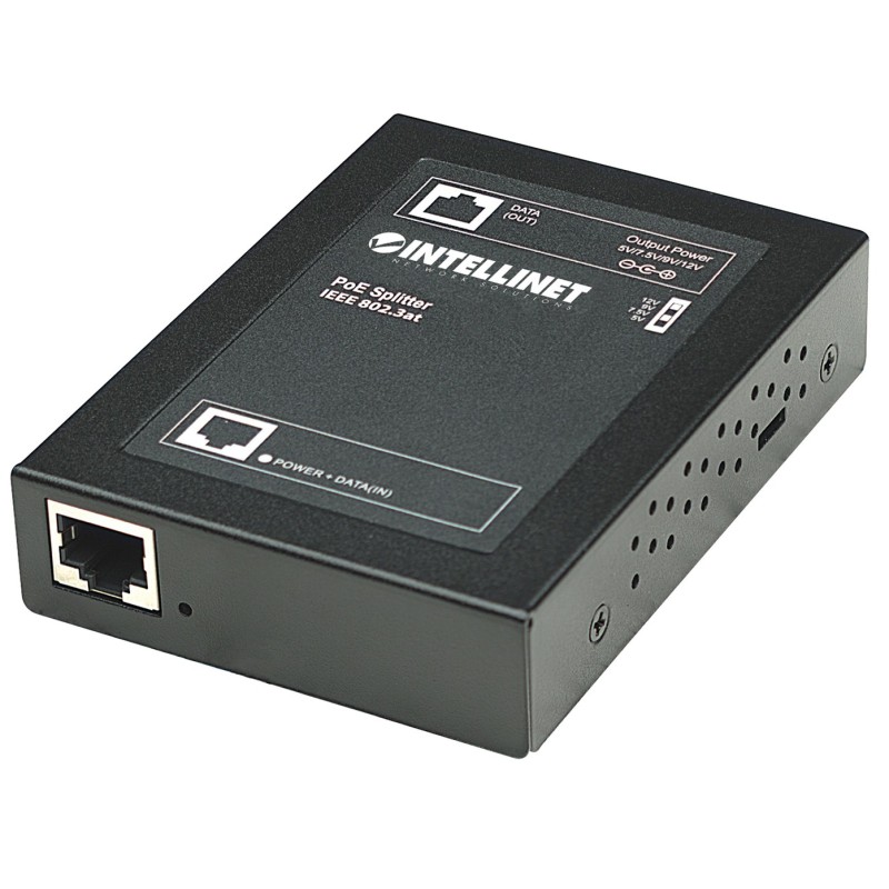 Intellinet Power over Ethernet (PoE+) Splitter, IEEE802.3at, 5, 7.5, 9 or 12 V DC output voltage Intellinet Power over Ethernet (PoE+) Splitter, IEEE802.3at, 5, 7.5, 9 or 12 V DC output voltage