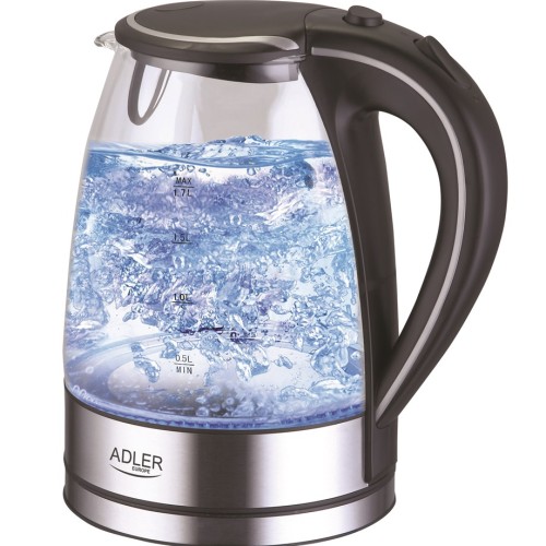 Adler AD 1225 electric kettle 1.7 L Black,Stainless steel,Transparent 2200 W