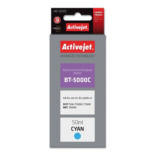 Activejet AB-5000C Ink Bottle (Replacement for Brother BT-5000C; Supreme; 50 ml; cyan) Activejet AB-5000C Ink Bottle (Replacement for Brother BT-5000C; Supreme; 50 ml; cyan)