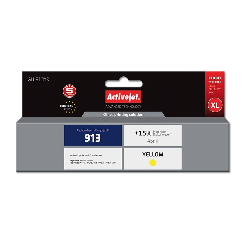 Activejet AH-913YR Ink (replacement for HP 913 F6T79AE; Premium; 45 ml; yellow)