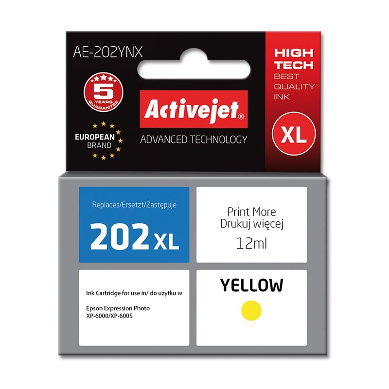 Activejet AE-202YNX ink (replacement for Epson 202XL H44010; Supreme; 12 ml; yellow)