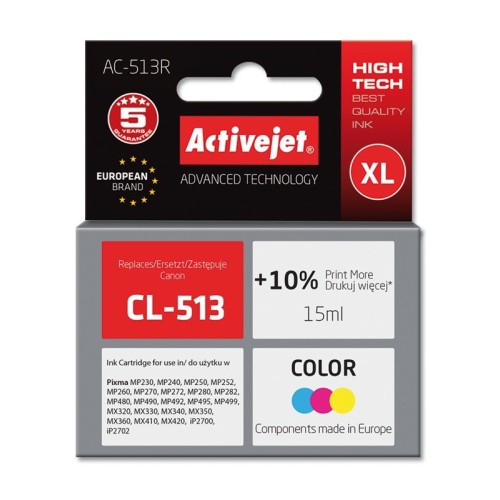 Activejet AC-513R Ink cartridge (replacement for Canon CL-513; Premium; 15 ml; color) Activejet AC-513R Ink cartridge (replacement for Canon CL-513; Premium; 15 ml; color)