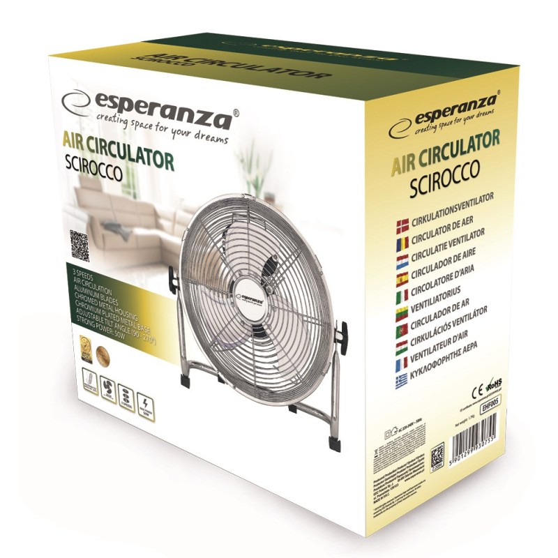 Esperanza EHF005 Scirocco Circulating Fan 12'', chrom Esperanza EHF005 Scirocco Circulating Fan 12'', chrom