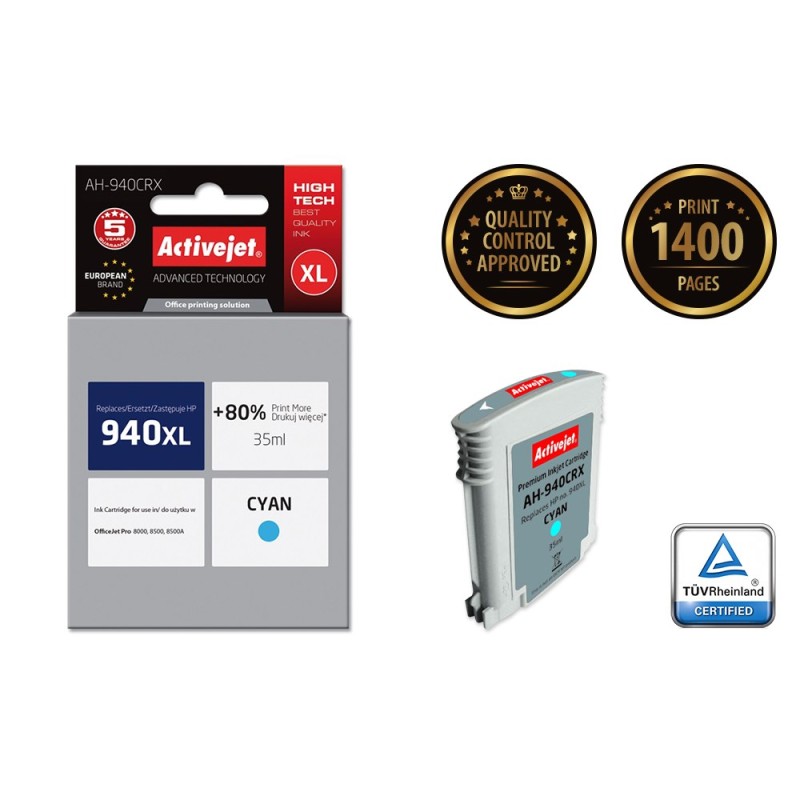 Activejet AH-912CRX Ink Cartridge (replacement for HP 912XL 3YL81AE; Premium; 990 pages; cyan) Activejet AH-912CRX Ink Cartridge (replacement for HP 912XL 3YL81AE; Premium; 990 pages; cyan)
