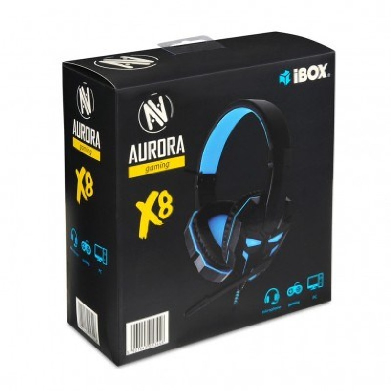 iBox X8 Headset Wired Head-band Gaming Black, Blue iBox X8 Headset Wired Head-band Gaming Black, Blue