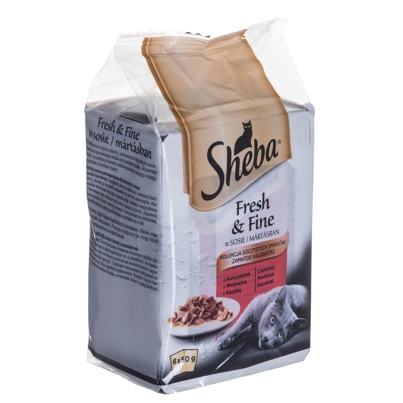 Sheba Fresh & Fine Mini Meat Dishes in Sauce 6 x 50g Sheba Fresh & Fine Mini Meat Dishes in Sauce 6 x 50g
