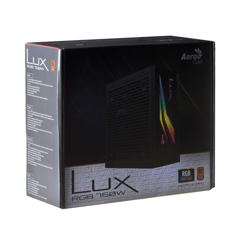 Aerocool Lux RGB 750W power supply unit Black Aerocool Lux RGB 750W power supply unit Black