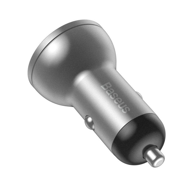 Baseus car charger with display, 2x USB, 4.8A, 24W (silver) Baseus car charger with display, 2x USB, 4.8A, 24W (silver)