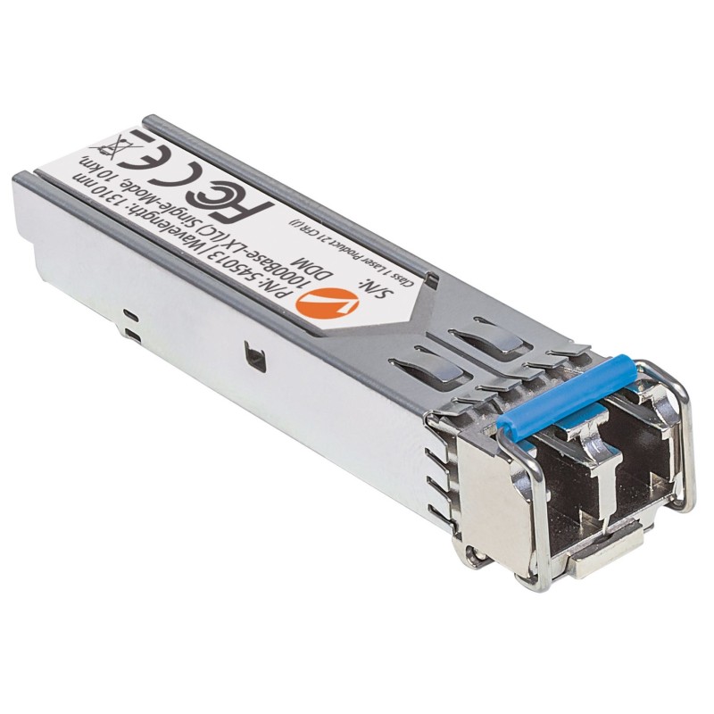 Intellinet Transceiver Module Optical, Gigabit Fiber SFP, 1000Base-Lx (LC) Single-Mode Port, 10km, MSA Compliant, Equivalent to Cisco GLC-LH-SM, Fibre, Three Year Warranty Intellinet Transceiver Module Optical, Gigabit Fiber SFP, 1000Base-Lx (LC) Single-Mode Port, 10km, MSA Compliant, Equivalent to Cisco GLC-LH-SM, Fibre, Three Year Warranty
