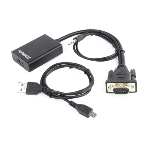 Gembird A-VGA-HDMI-01 video cable adapter 0.15 m HDMI Type A (Standard) VGA (D-Sub) Black Gembird A-VGA-HDMI-01 video cable adapter 0.15 m HDMI Type A (Standard) VGA (D-Sub) Black