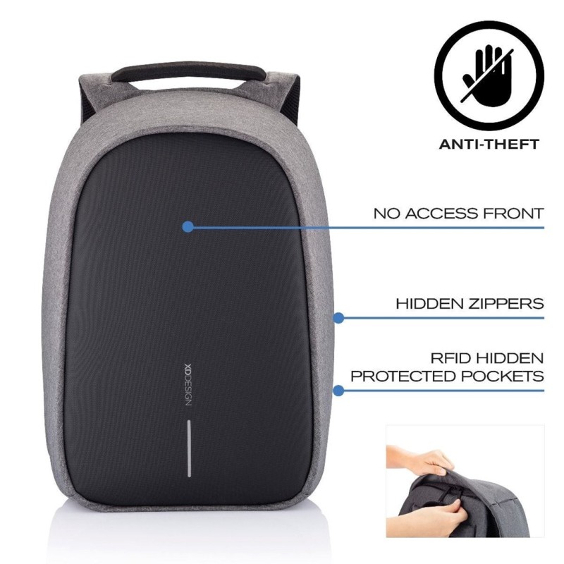 XD DESIGN ANTI-THEFT BACKPACK BOBBY HERO SMALL GREY P/N: P705.702 XD DESIGN ANTI-THEFT BACKPACK BOBBY HERO SMALL GREY P/N: P705.702