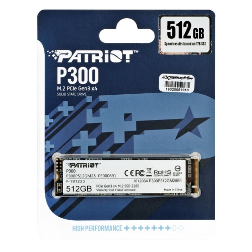 SSD PATRIOT P300 M.2 PCI-EX4 NVME 512GB SSD PATRIOT P300 M.2 PCI-EX4 NVME 512GB