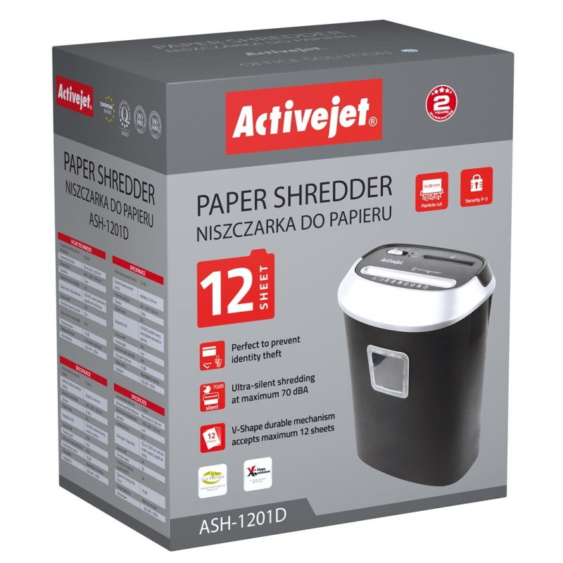 Activejet ASH-1201D Shredder for documents, black, silver. Activejet ASH-1201D Shredder for documents, black, silver.