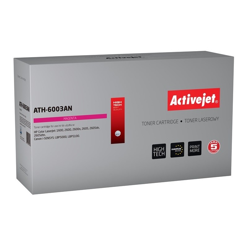 Activejet ATH-6003AN Toner (replacement for HP 124A Q6003A, Canon CRG-707M; Premium; 2000 pages; Magenta)