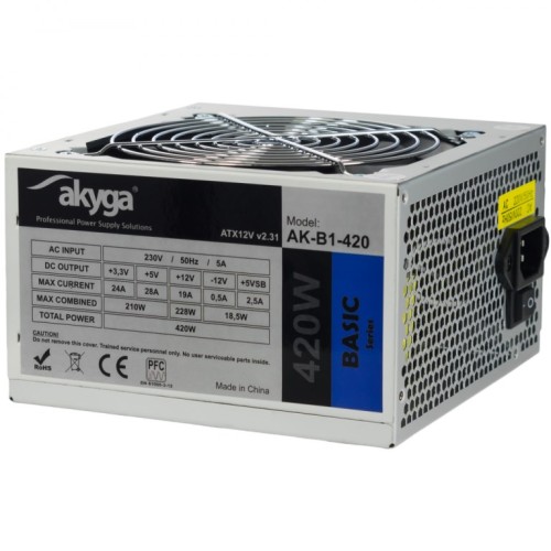 Akyga AK-B1-420 power supply unit 420 W 20+4 pin ATX ATX Grey Akyga AK-B1-420 power supply unit 420 W 20+4 pin ATX ATX Grey